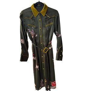 0152 MO&Co Printed Western Shirt Dress Black S